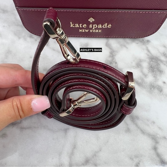 Kate Spade Staci Square Crossbody Handbag In Deep Berry - Picture 13 of 14